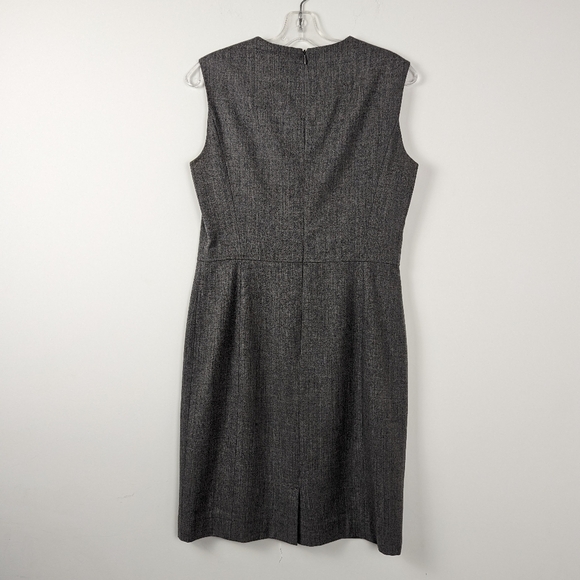 Anne Klein Classic Herringbone Sheath Dress Size 10 Grey 100% Wool (Fits like 6) - Picture 2 of 12